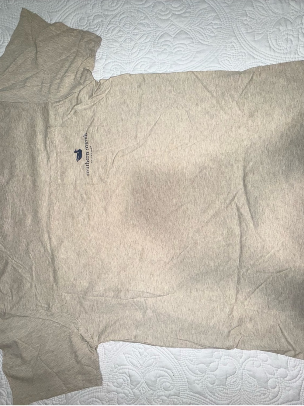 Southern Marsh Tan Short Sleeve Tee with Navy Logo